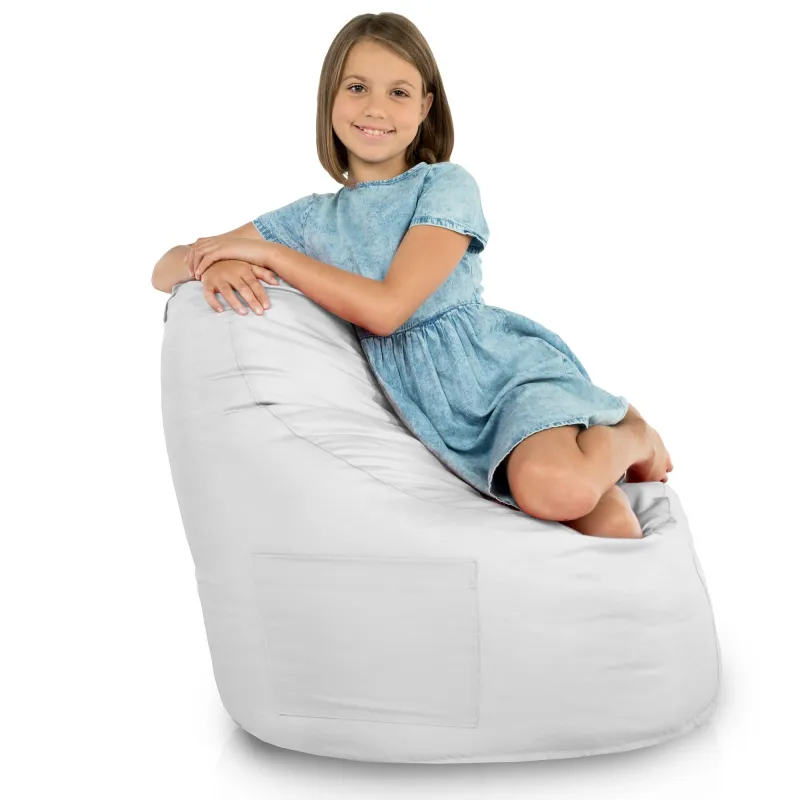 Puff blanco Porto, versátil para habitaciones infantiles y diversión al aire libre