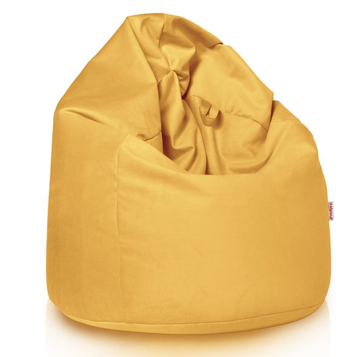 Mostaza puff pera XL terciopelo