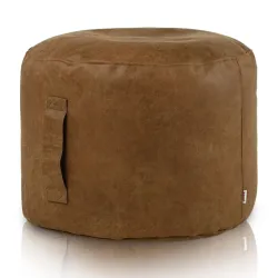 Puff Redondo Cilindro - Piel Natural Premium