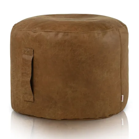 Puff Redondo Cilindro - Piel Natural Premium
