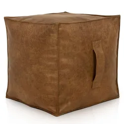 Puff Cuadrado Cubo - Piel Natural Premium