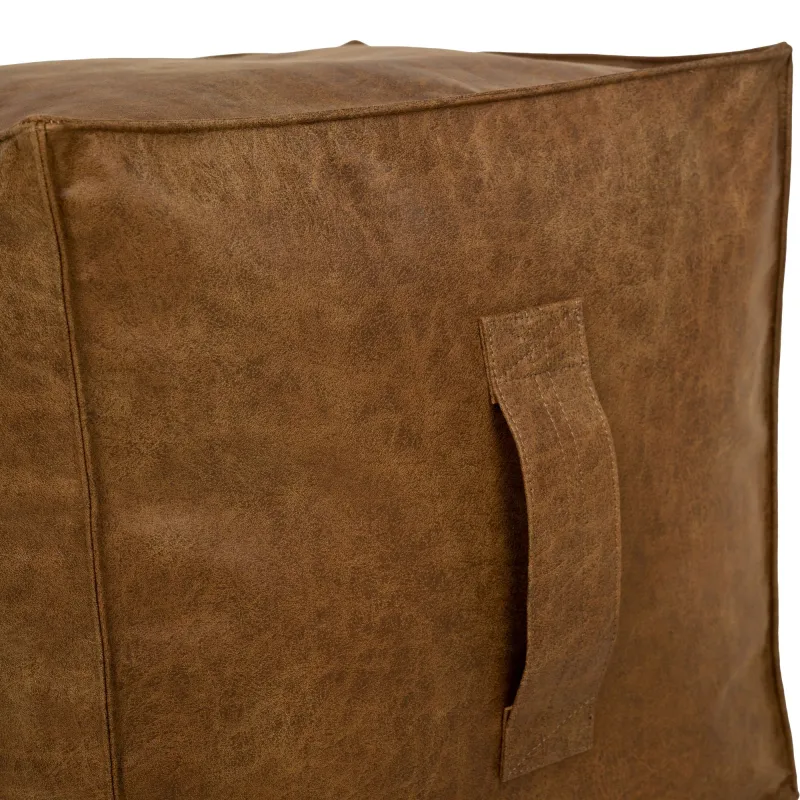 Puff Cuadrado Cubo - Piel Natural Premium – vista 2