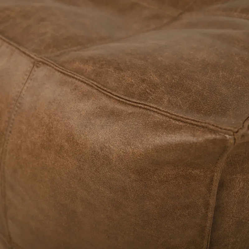 Puff Cuadrado Cubo Con Costura - Piel Natural Premium – vista 3