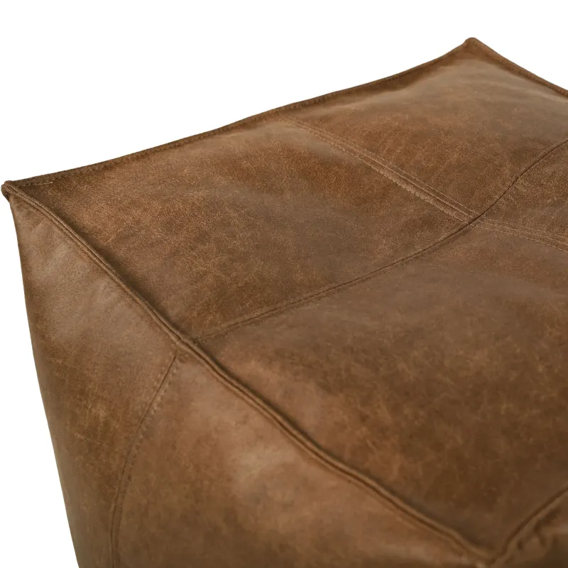 Puff Cuadrado Cubo Con Costura - Piel Natural Premium – vista 4