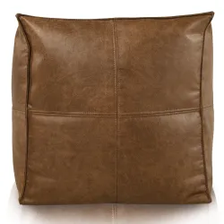 Puff Cuadrado Cubo Con Costura - Piel Natural Premium – vista 2