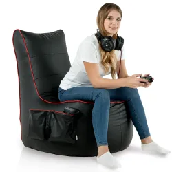Sillón gamer negro versátil adecuado para salas de estar o juegos