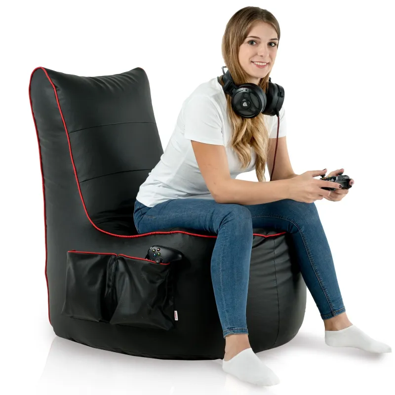 Sillón gamer negro versátil adecuado para salas de estar o juegos