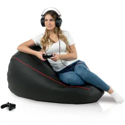 Puff negro duradero, ideal para habitaciones de juegos infantiles y configuraciones de gaming