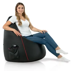 Puff negro asequible, perfecto para configuraciones económicas