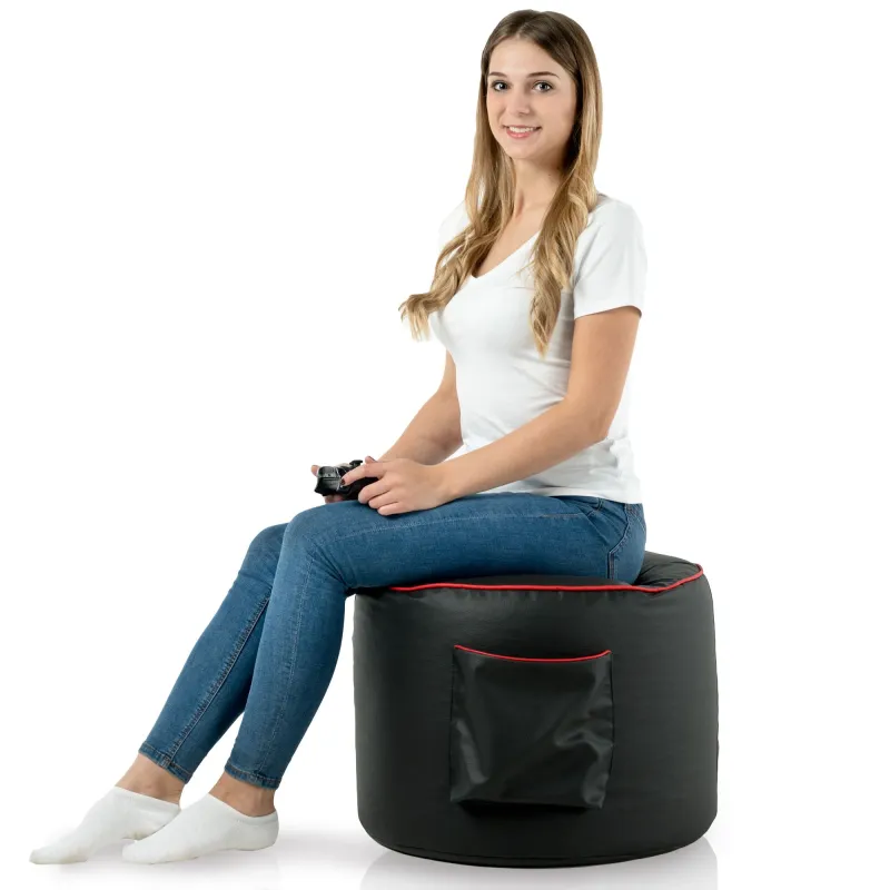 Puff gamer negro con diseño moderno para interiores elegantes