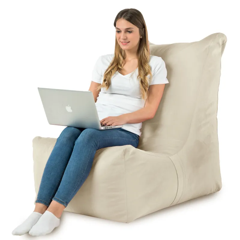 Sillón de terciopelo Distinto, excelente para áreas de juegos y relajación