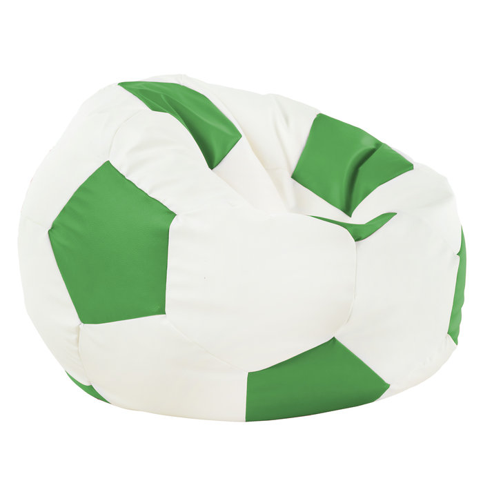 Puf De Fútbol Blanco Verde Cuero Ecológico