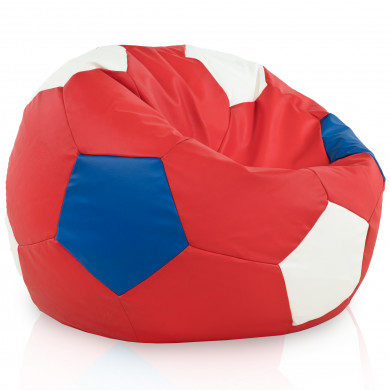 Puf De Fútbol Rojo Multicolor Cuero Ecológico