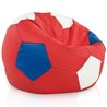 Puf De Fútbol Rojo Multicolor Cuero Ecológico