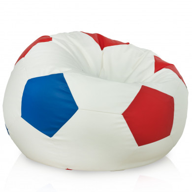 Puf De Fútbol Blanco Multicolor Cuero Ecológico