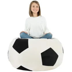 Puf De Fútbol Perla Negro Terciopelo