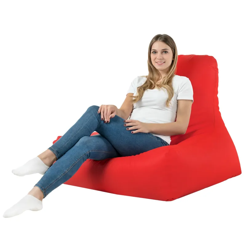 Sillón puff rojo cómodo para relajarse al aire libre