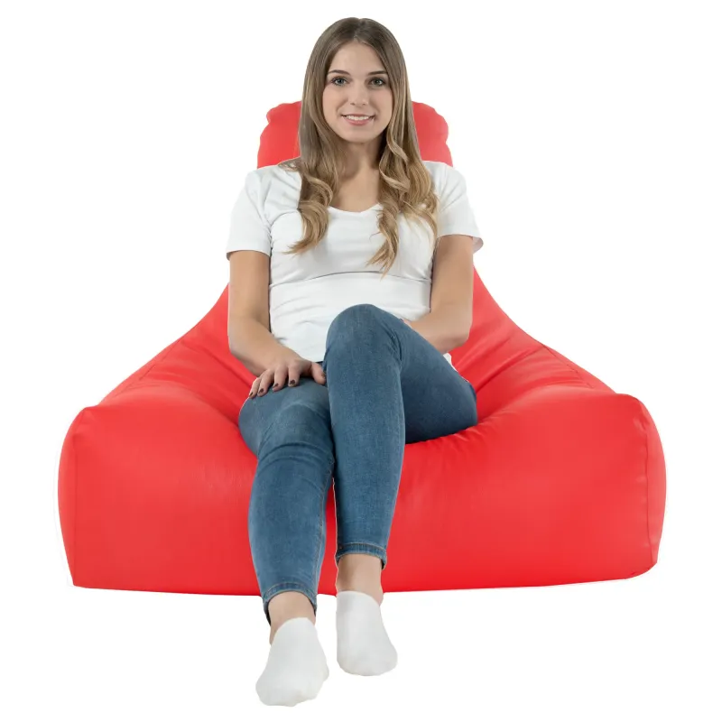 Puff sillón rojo de moda para entornos interiores y exteriores elegantes