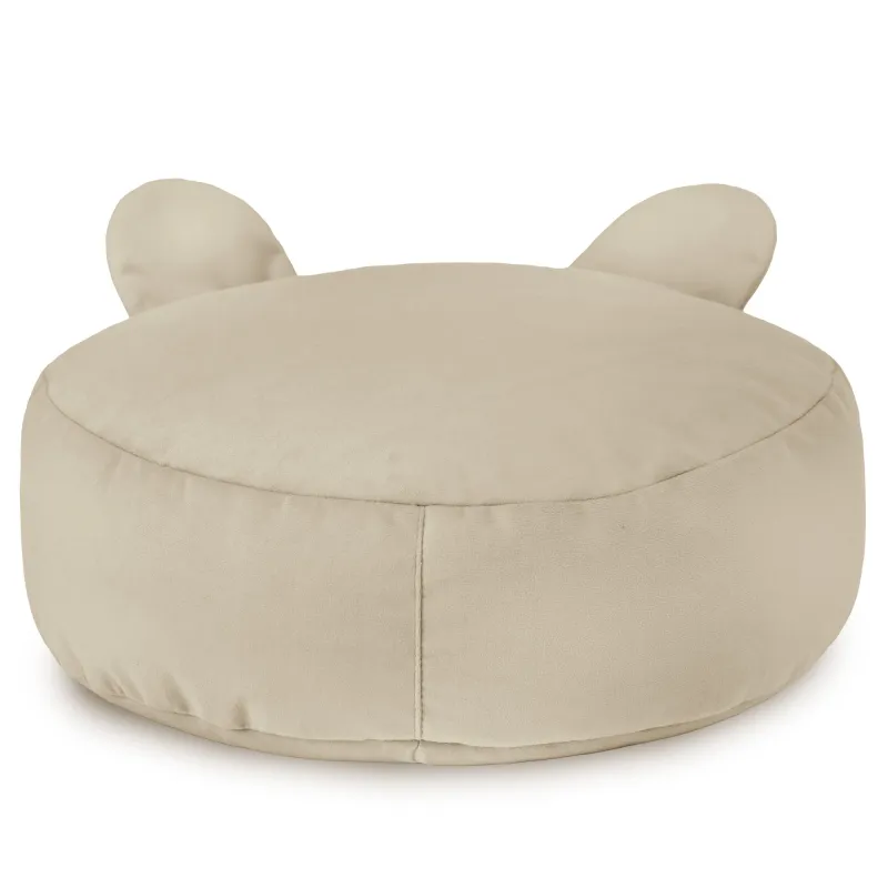 Puff elegante de terciopelo en color perla, ideal para salones y espacios infantiles