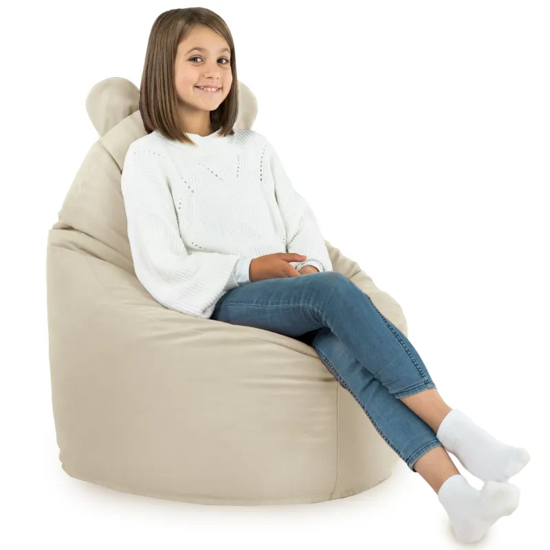 Sillón puff para bebés en terciopelo teddy, diseño acogedor