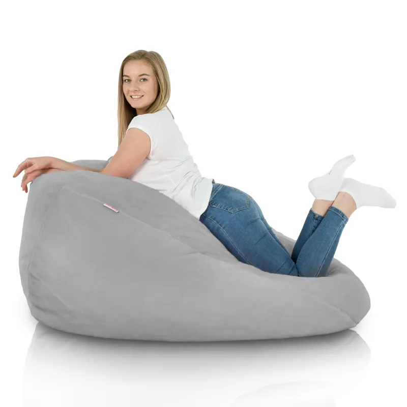 Puff pera Yeti gris cómodo, ideal para las habitaciones de juegos de los niños