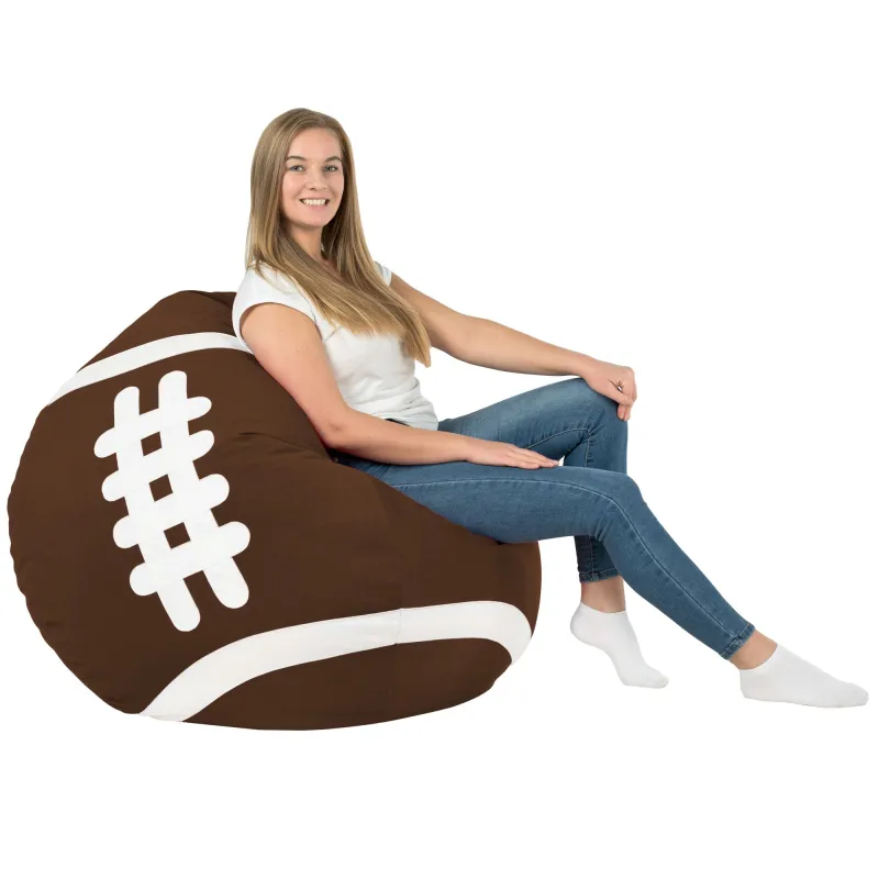 Puff Pelota Rugby Marrón - Terciopelo Soft – vista 3