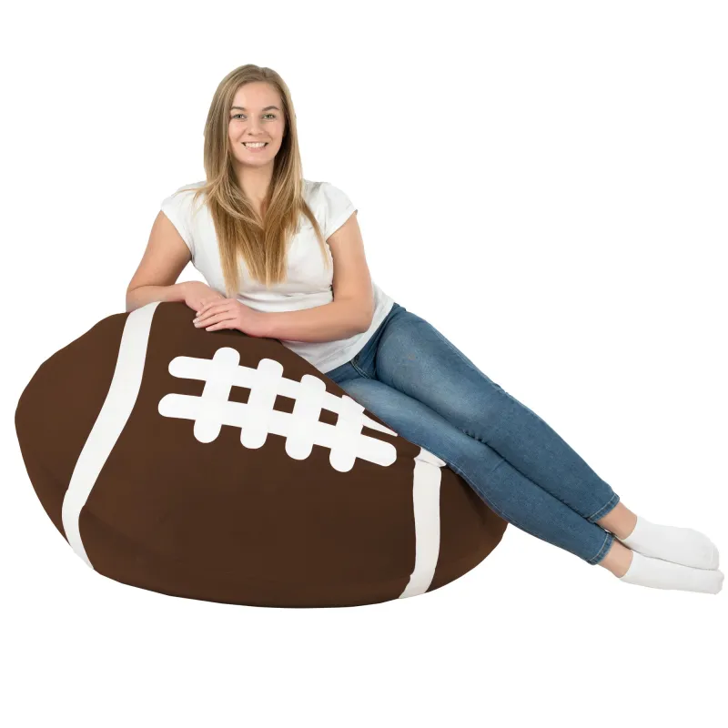 Puff Pelota Rugby Marrón - Terciopelo Soft – vista 4
