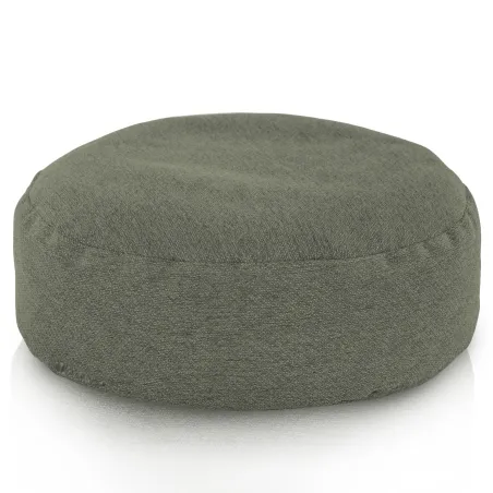Puff redondo de tela reciclada, ideal para interiores modernos