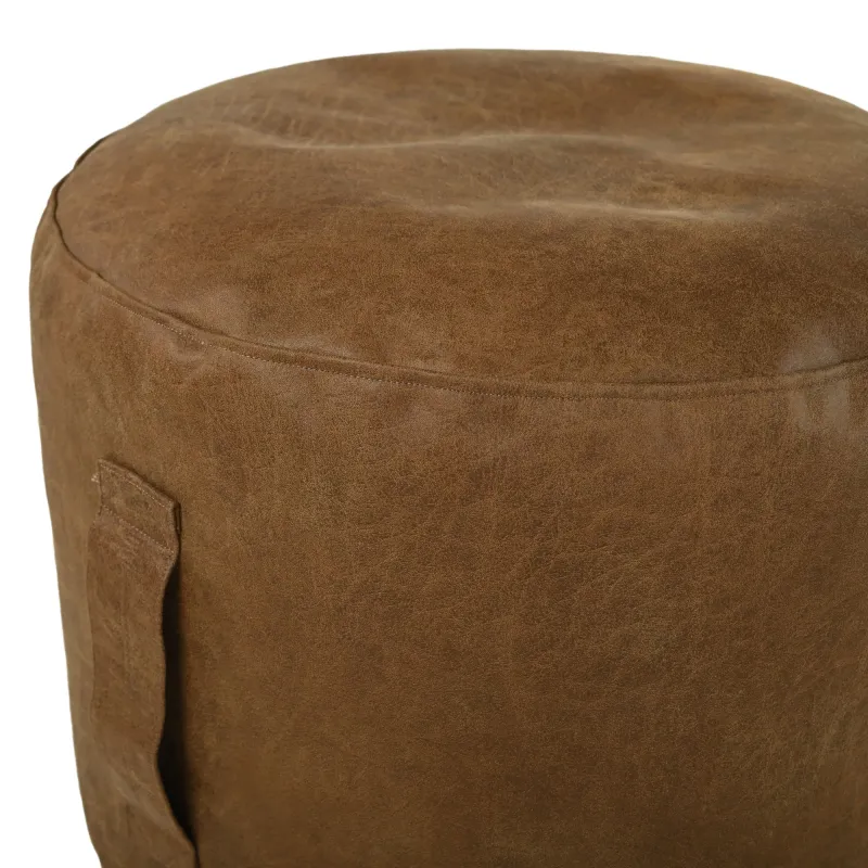 Puff Redondo Cilindro - Piel Natural Premium – vista 2