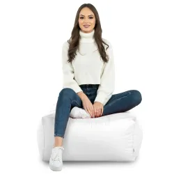 Mesa puff blanca versátil para reuniones al aire libre
