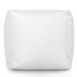 Puff cuadrado blanco versátil para uso interior y exterior
