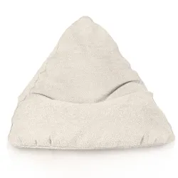 Puff ecru con textura suave para comodidad en cualquier área de estar o jardín