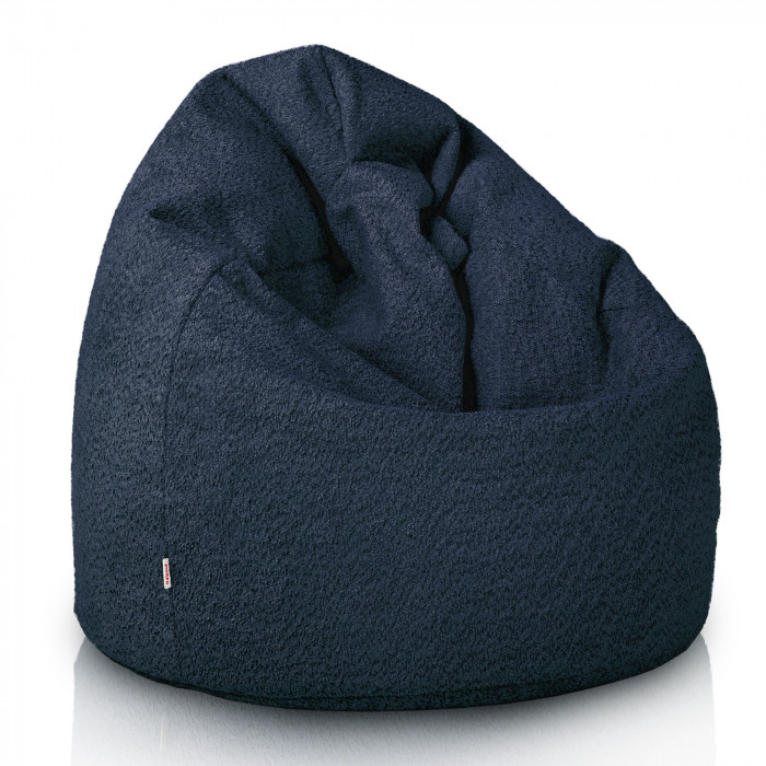 Azul marino puff pera para niños bouclé
