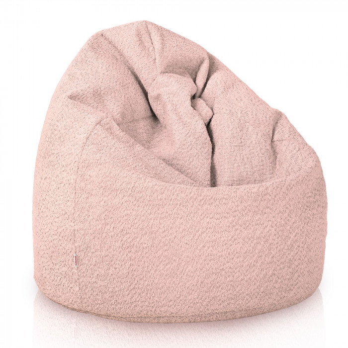 Rosa empolvado puff pera para niños bouclé