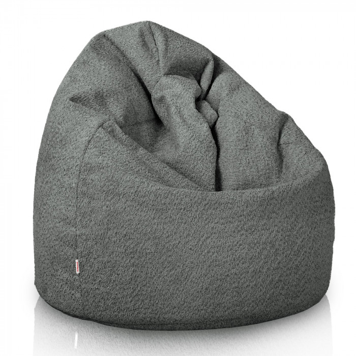 Gris oscuro puff pera para niños bouclé
