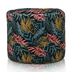 Puff Redondo Cilindro - Tejido Estampado Premium