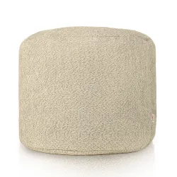 Práctico puff cilindro beige, ideal para cualquier rincón del hogar