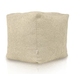 Puff suave en beige de boucle para áreas acogedoras