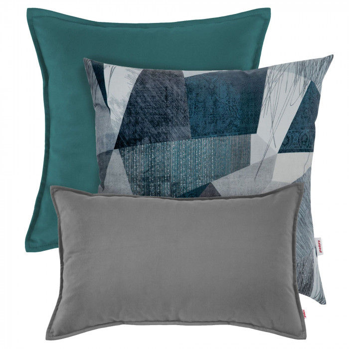 Set de almohadas abstractas gris-azul