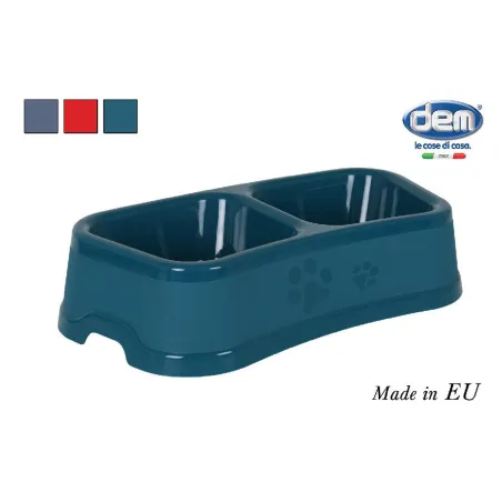 Comedero doble para perro 33x18x7,5cm de materiales resistentes
