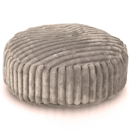 Puff beige a rayas, taburete elegante para la sala de estar