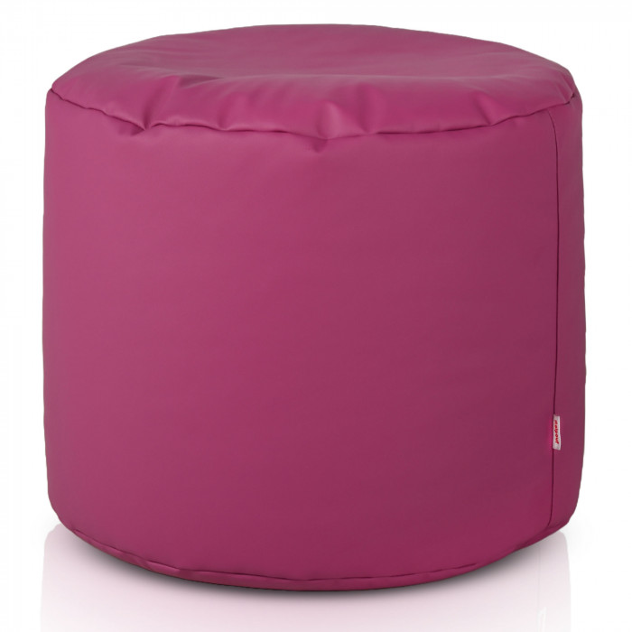 Fucsia Puff Con Ruedas Cilindro cuero ecológico