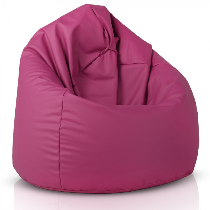 Fucsia puff pera XXL cuero ecológico