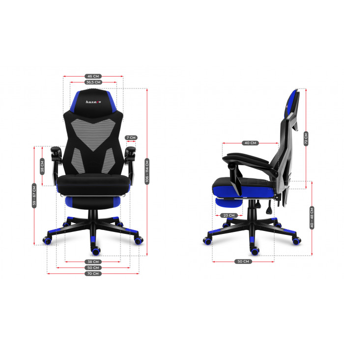 Dimensiones de la silla Huzaro Combat 3.0 Azul