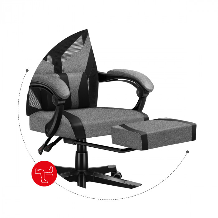 Elevador de asiento Huzaro Combat 5.0 Gris Mesh desplegado