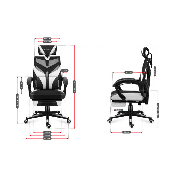 Dimensiones de la silla Combat 5.0 Blanco de Huzaro