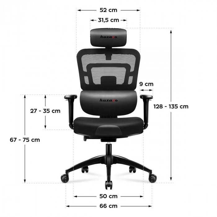 Dimensiones de la silla de juego Huzaro Combat 7.0 Negro