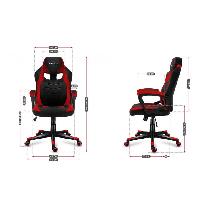 Dimensiones de la silla Force 2.5 Rojo Mesh