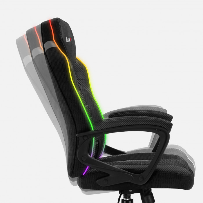 Lado izquierdo de la silla Huzaro Force 2.5 Carbon RGB con función balancín