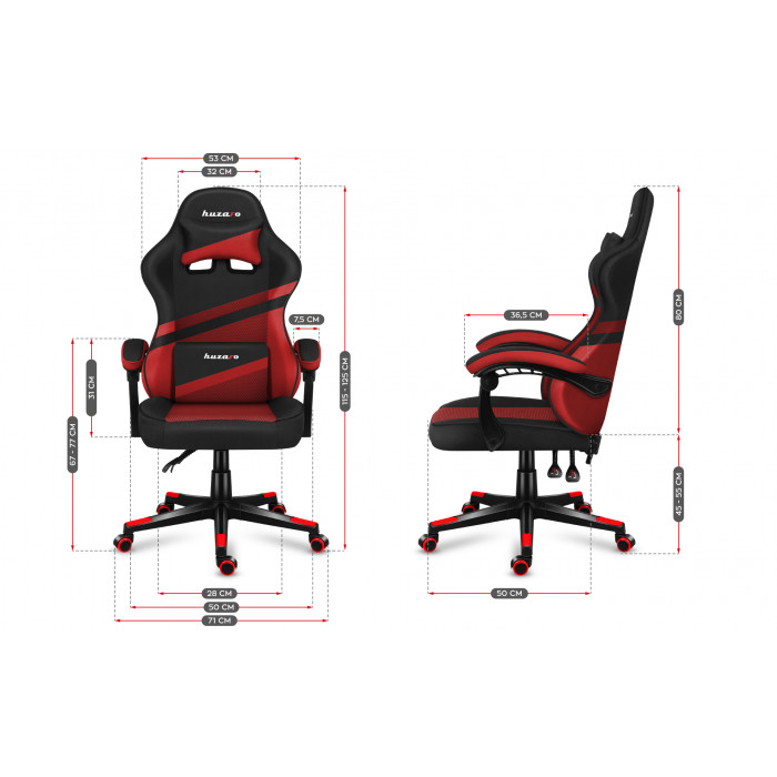 Dimensiones de la silla Huzaro Force 4.4 malla roja